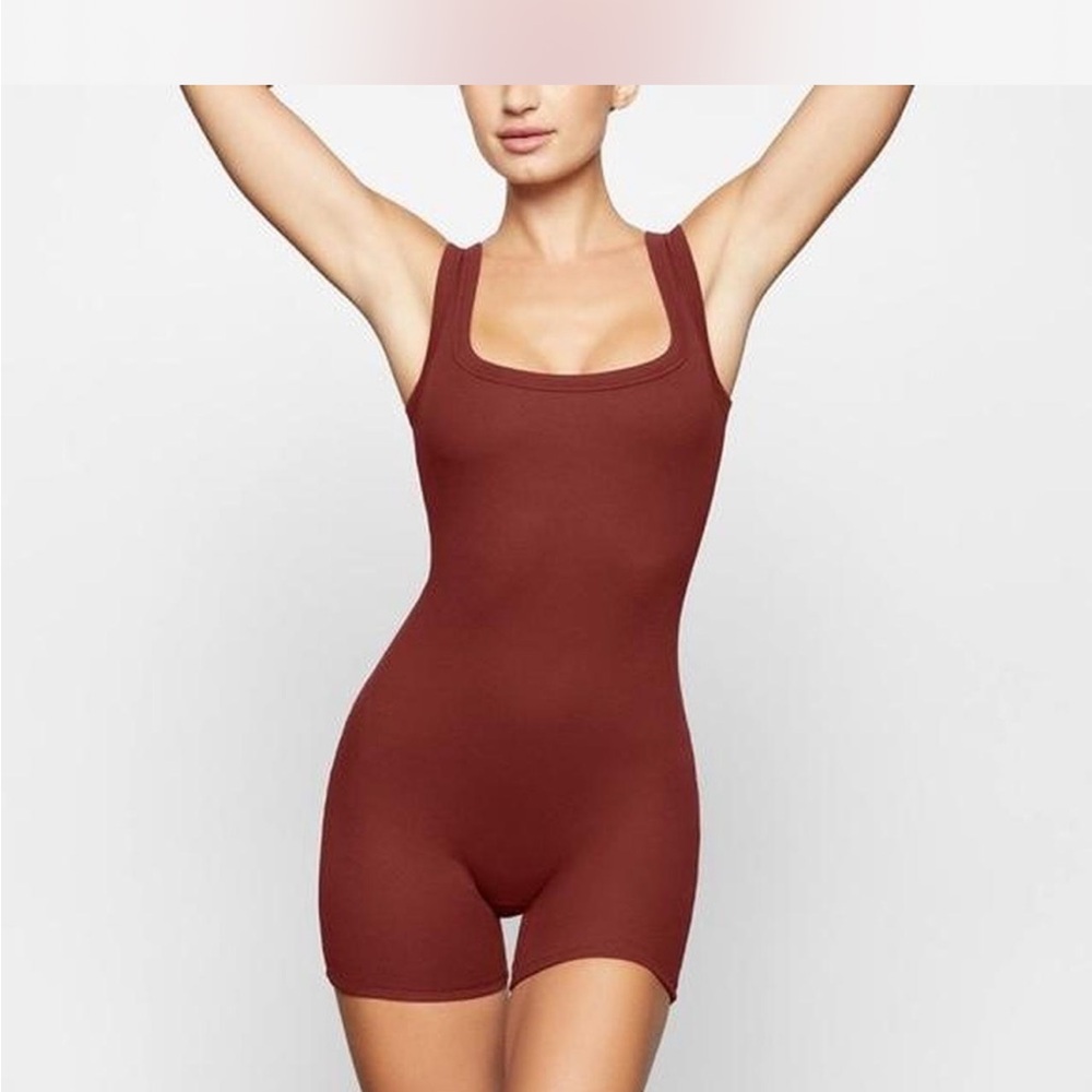 SKIMS Cotton Rib Onesie, Sangria XXS